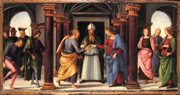 Storie della Vergine (predella) Pietro di Cristoforo Vannucci, best known as Il Perugino (c. 1448 Città della Pieve – 1523 Fontignano)
