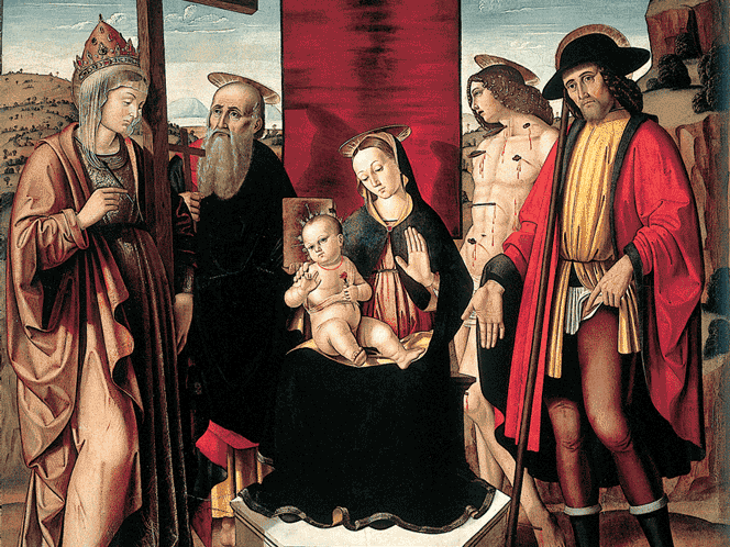 Madonna Enthroned with Child between Saints Helen, Zacharias, Sebastian and Roch