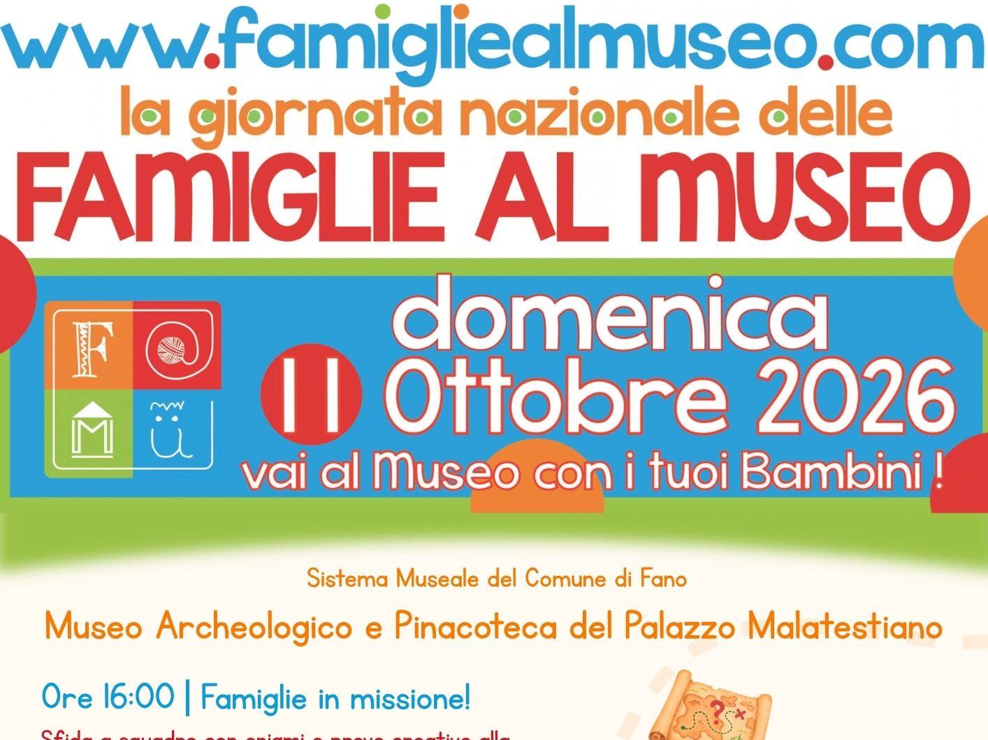 F@Mu: domenica 11 ottobre 2026 la Giornata Nazionale delle Famiglie al Museo F@Mu: domenica 11 ottobre 2026 la Giornata Nazionale delle Famiglie al Museo
