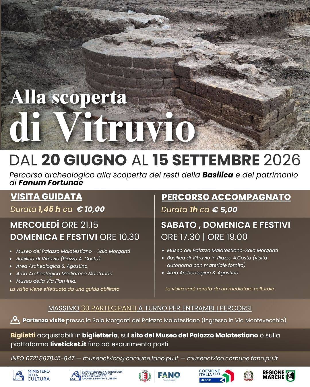 Sistema Museale di Fano: novità per i percorsi vitruviani, orari estivi e aperture straordinarie in occasione di Passaggi Festival